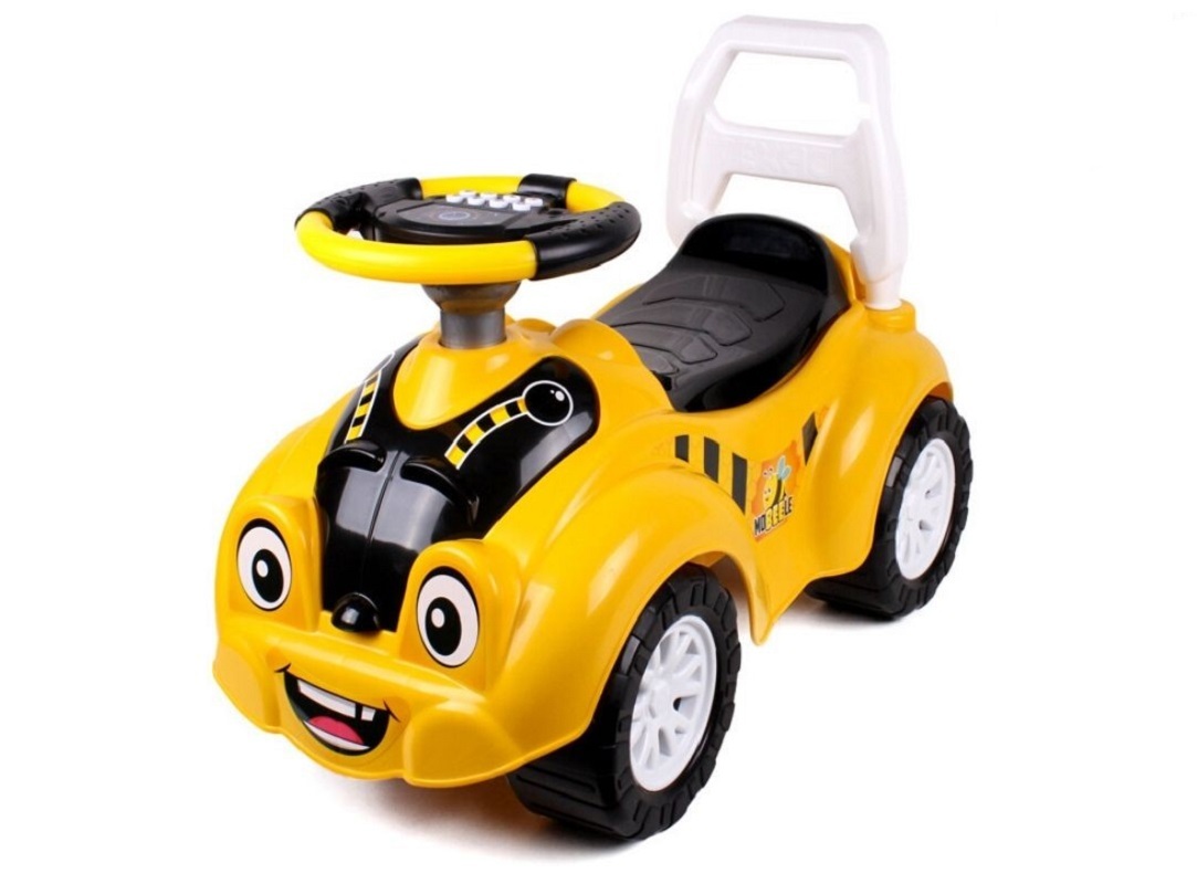 Автомобиль для прогулок жёлтый с музыкальным рулём Т6689